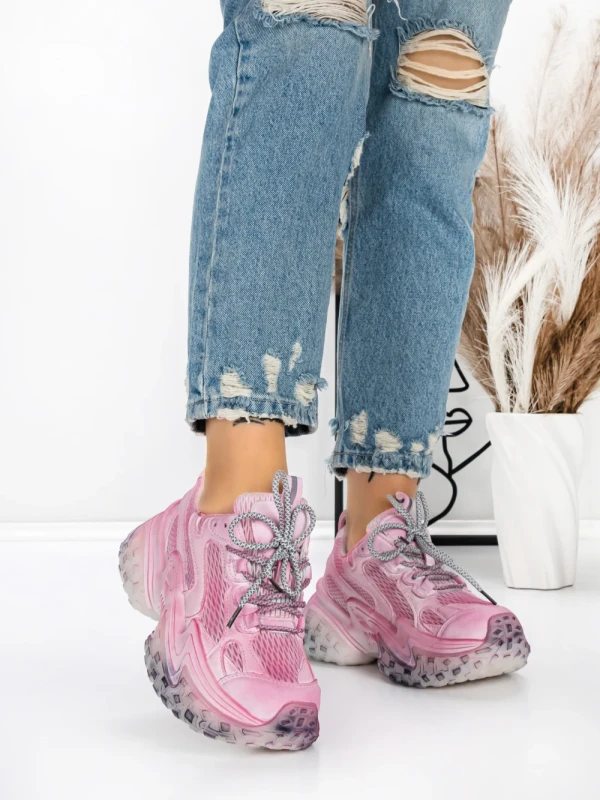Pantofi Sport Dama cu Platforma 5WL83 PINK | MEI
