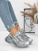 Pantofi Sport Dama cu Platforma 5WL83 SILVER | MEI
