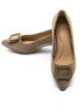 Pantofi cu toc din piele naturala 2216-50 KHAKI | ADVANCER