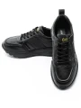 Pantofi Sport Barbati din piele naturala 302 BLACK-GREEN | ADVANCER