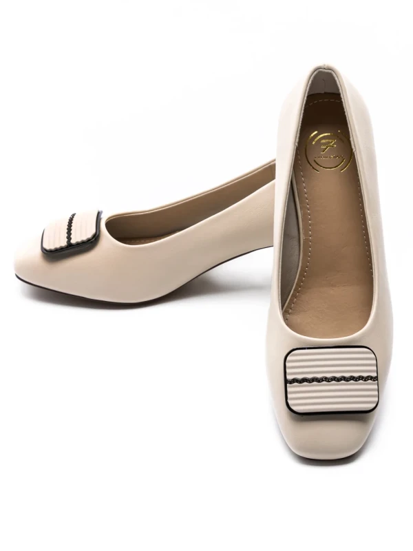 Pantofi cu toc din piele naturala TP2377-2 CREAM | ADVANCER
