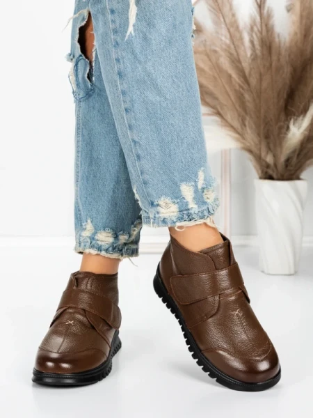 Ghete Dama din piele naturala 5W51 DARK BROWN | PANTOFUL