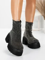 Ghete Dama cu Platforma 5WL77 BLACK-GUNCOLOR | MEI