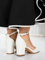 Pantofi cu Toc Gros 3XKK81 WHITE | MEI