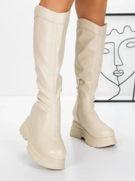 Cizme Dama cu Platforma 58WL13 BEIGE | MEI