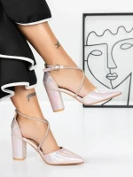 Pantofi cu Toc Gros 2YXD63 CHAMPAGNE | MEI