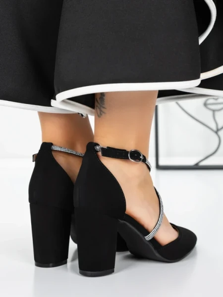 Pantofi cu Toc Gros 2YXD63 BLACK | MEI