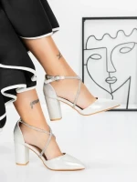 Pantofi cu Toc Gros 2YXD63 SILVER | MEI