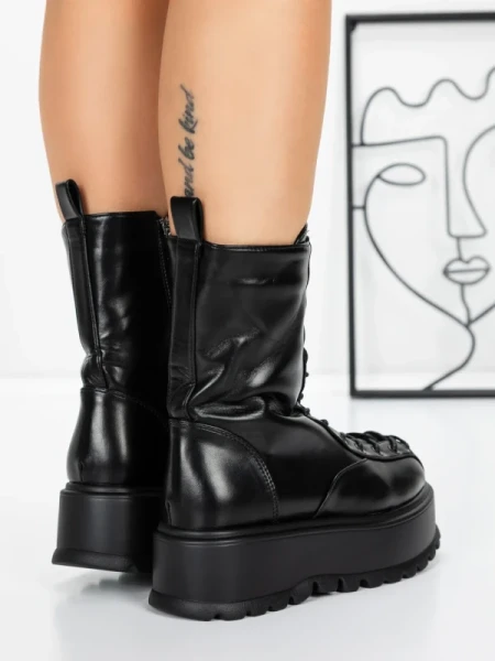 Ghete Dama cu Platforma 3AL77 BLACK | MEI