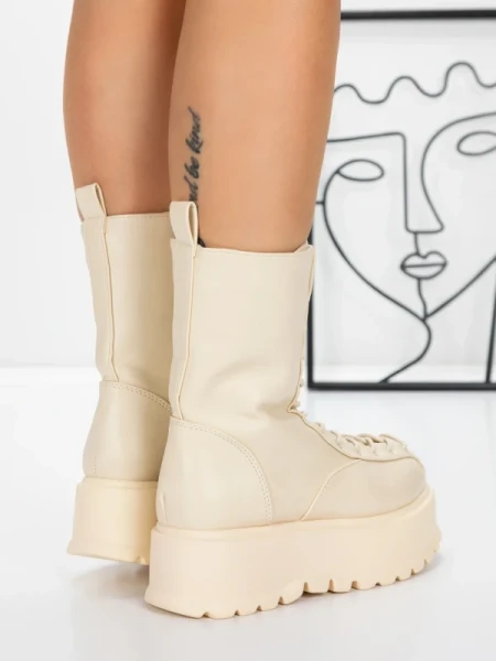 Ženski kratki škornji s platformo 3AL77 Bež | Mei