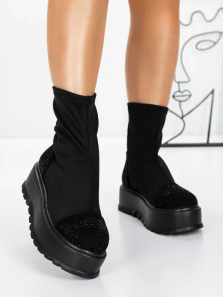 Ghete Dama cu Platforma 3AL78 BLACK | MEI