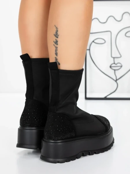 Ghete Dama cu Platforma 3AL78 BLACK | MEI