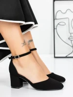 Pantofi cu Toc Gros 3XKK81 BLACK | MEI
