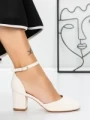 Pantofi cu Toc Gros 3XKK81 BEIGE | MEI