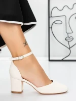 Pantofi cu Toc Gros 3XKK81 BEIGE | MEI