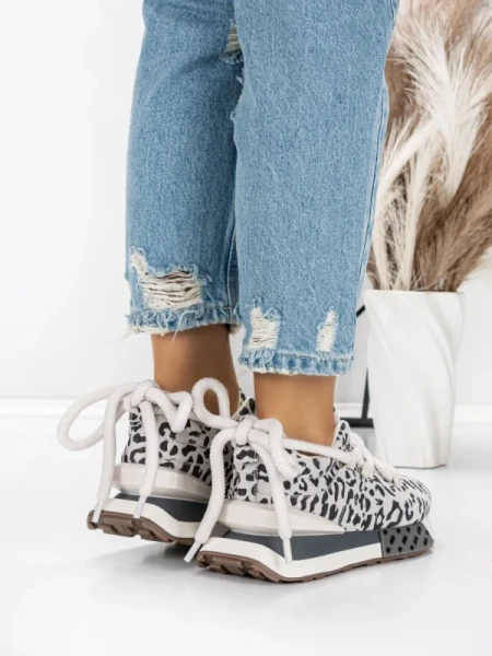 Pantofi Sport Dama din piele naturala 5WZ15 LEOPARD PRINT | PANTOFUL