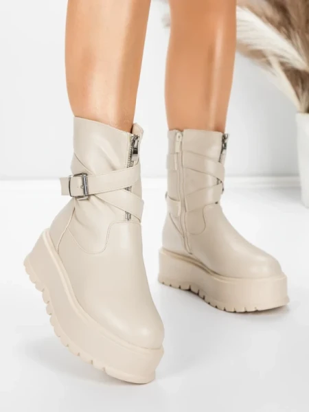 Ghete Dama cu Platforma 5W83 BEIGE | MEI