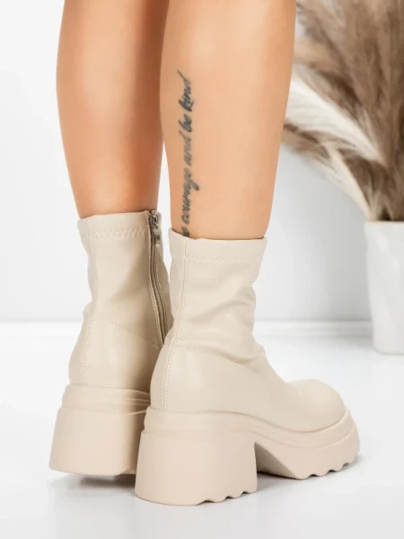 Ghete Dama cu Platforma 57WL10 BEIGE | MEI