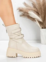 Ghete Dama cu Platforma 5W80 BEIGE | MEI