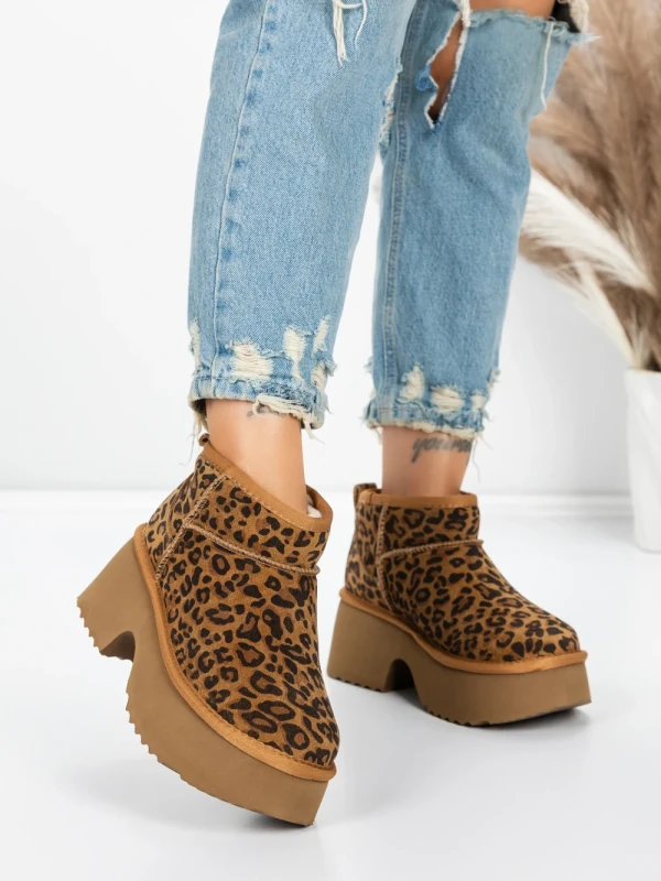Ghete Dama din piele naturala 5W70 LEOPARD PRINT | PANTOFUL
