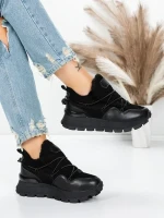 Pantofi Casual Dama din piele naturala 58W26 BLACK | PANTOFUL