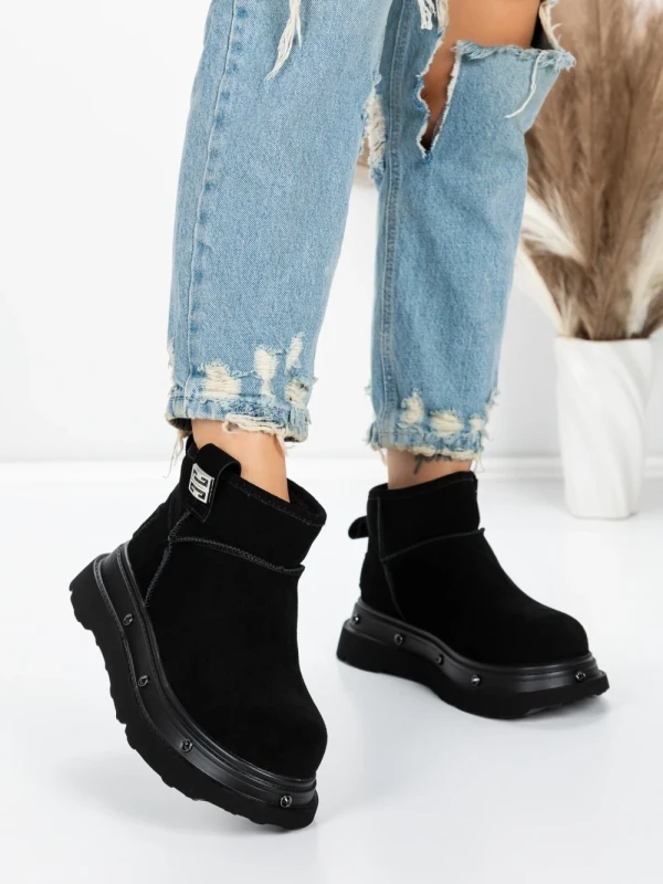 Ghete Dama din piele naturala 58W28 BLACK | PANTOFUL