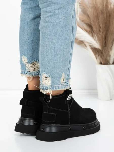 Ghete Dama din piele naturala 58W28 BLACK | PANTOFUL