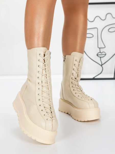 Ženski kratki škornji s platformo 3AL77 Bež | Mei