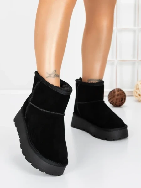 Ghete Dama din piele naturala 5W93 BLACK | PANTOFUL