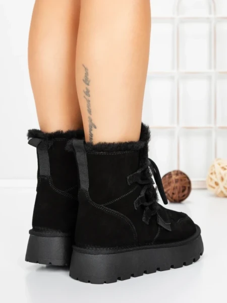 Ghete Dama din piele naturala 5W96 BLACK | PANTOFUL