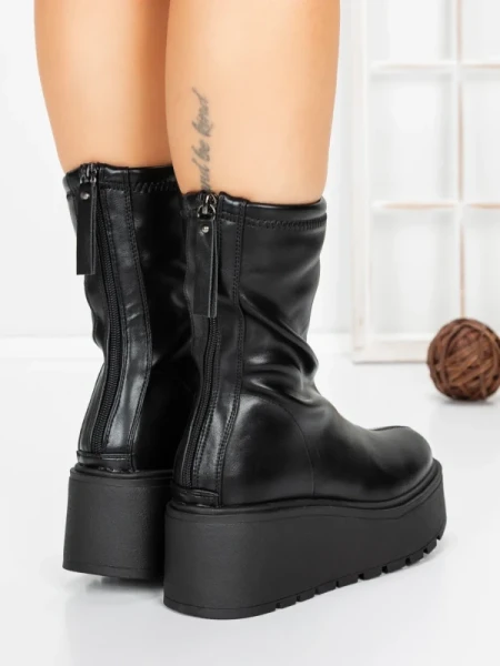 Ghete Dama cu Platforma 5AH57 BLACK | MEI
