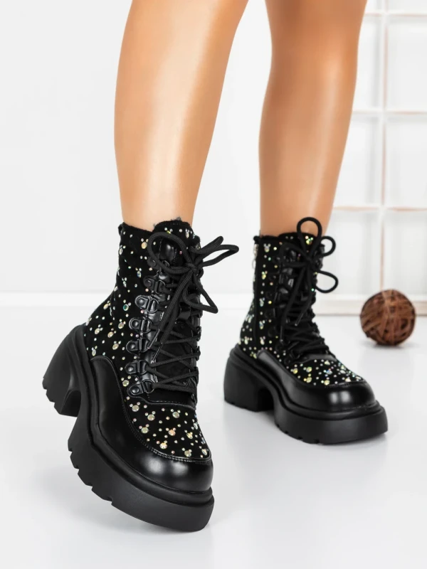 Ghete Dama cu Platforma 5WL89 BLACK | MEI