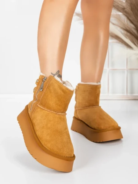 Ghete Dama din piele naturala 5WL105 YELLOW | PANTOFUL