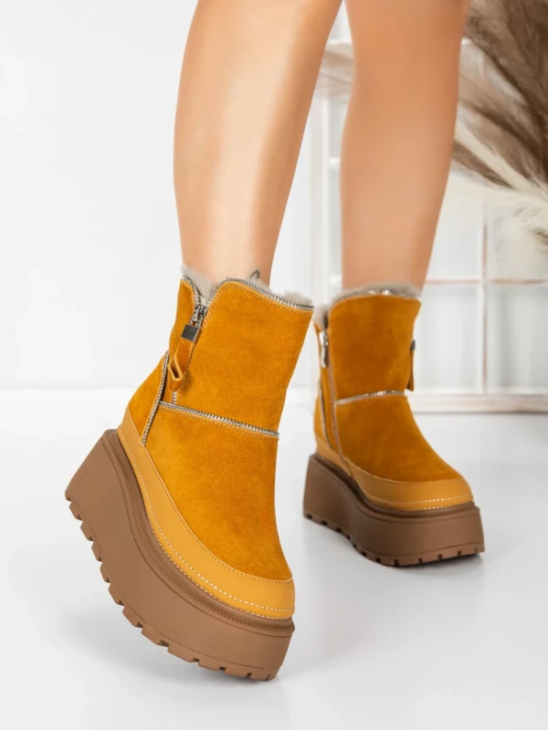 Ghete Dama din piele naturala 3ASJN75 YELLOW | PANTOFUL