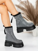 Ghete Dama cu Platforma 5SJN23 BLACK-WHITE | MEI