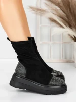 Ghete Dama cu Platforma 5AH66 BLACK-GUNCOLOR | MEI