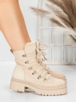 Ghete Dama cu Platforma 5AH67 BEIGE | MEI