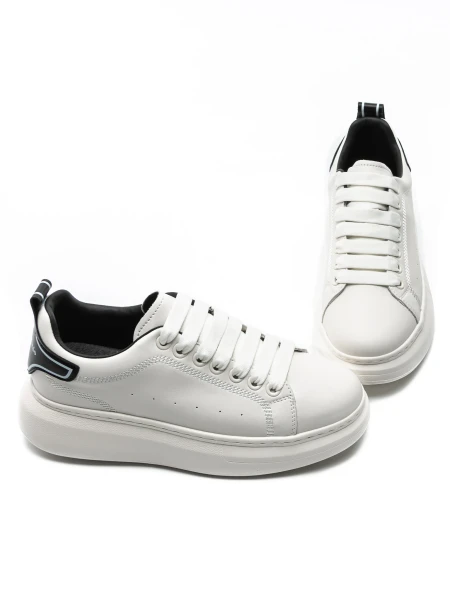 Moški športni copati iz naravnega usnja 3221 Bela-Črna | Advancer