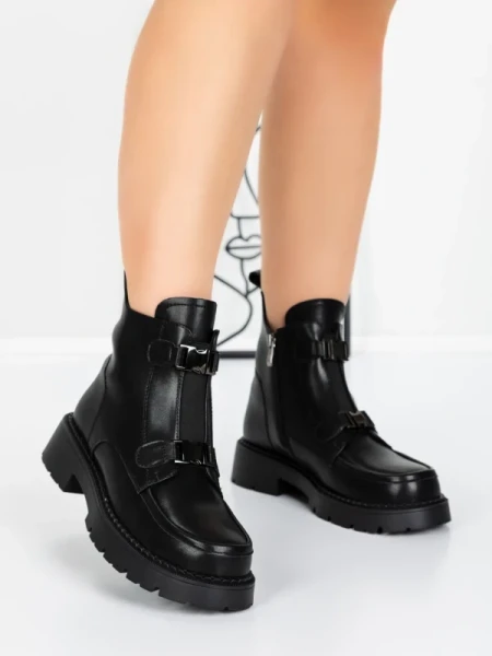 Ghete Dama din piele naturala 52AD7 BLACK | PANTOFUL