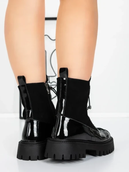 Ghete Dama din piele naturala 52AD8 BLACK | PANTOFUL