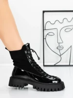 Ghete Dama din piele naturala 52AD8 BLACK | PANTOFUL