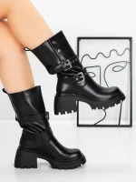 Ghete Dama din piele naturala 52AD11 BLACK | PANTOFUL