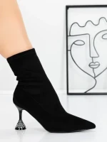 Botine cu Toc Subtire 5XKK67 BLACK | MEI