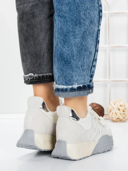 Pantofi Sport Dama cu Platforma 3A1-1 WHITE | MEI