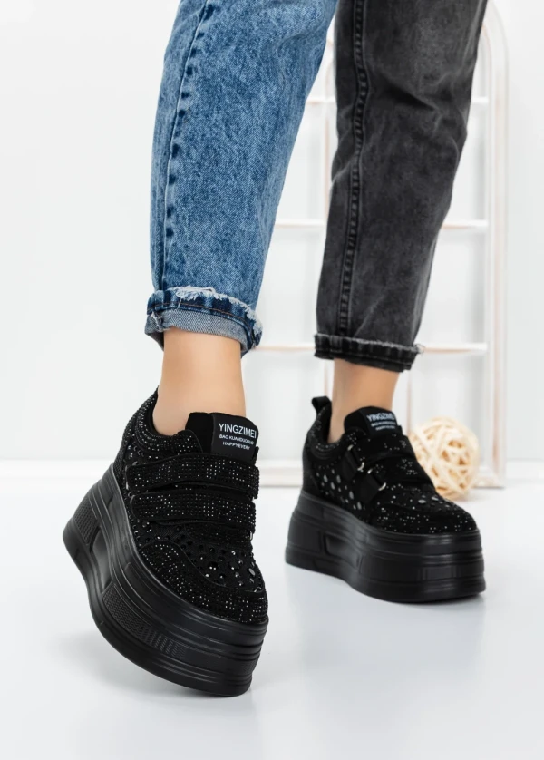 Pantofi Sport Dama cu Platforma 3591-8 BLACK | MEI