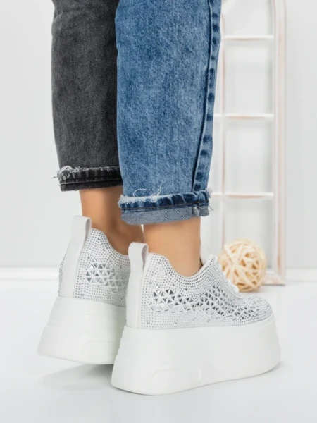 Pantofi Sport Dama cu Platforma 3592-1 WHITE | MEI