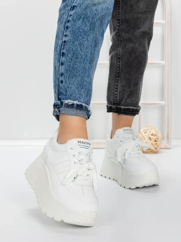 Pantofi Sport Dama cu Platforma 3570 WHITE | MEI