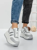 Pantofi Sport Dama cu Platforma 3596 SILVER | MEI