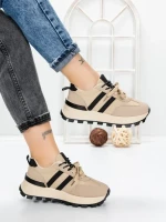 Sneakers Dama 5WL115 BEIGE-BLACK | MEI