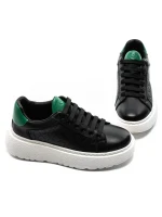 Pantofi Sport Barbati din piele naturala 5302 BLACK-GREEN | ADVANCER